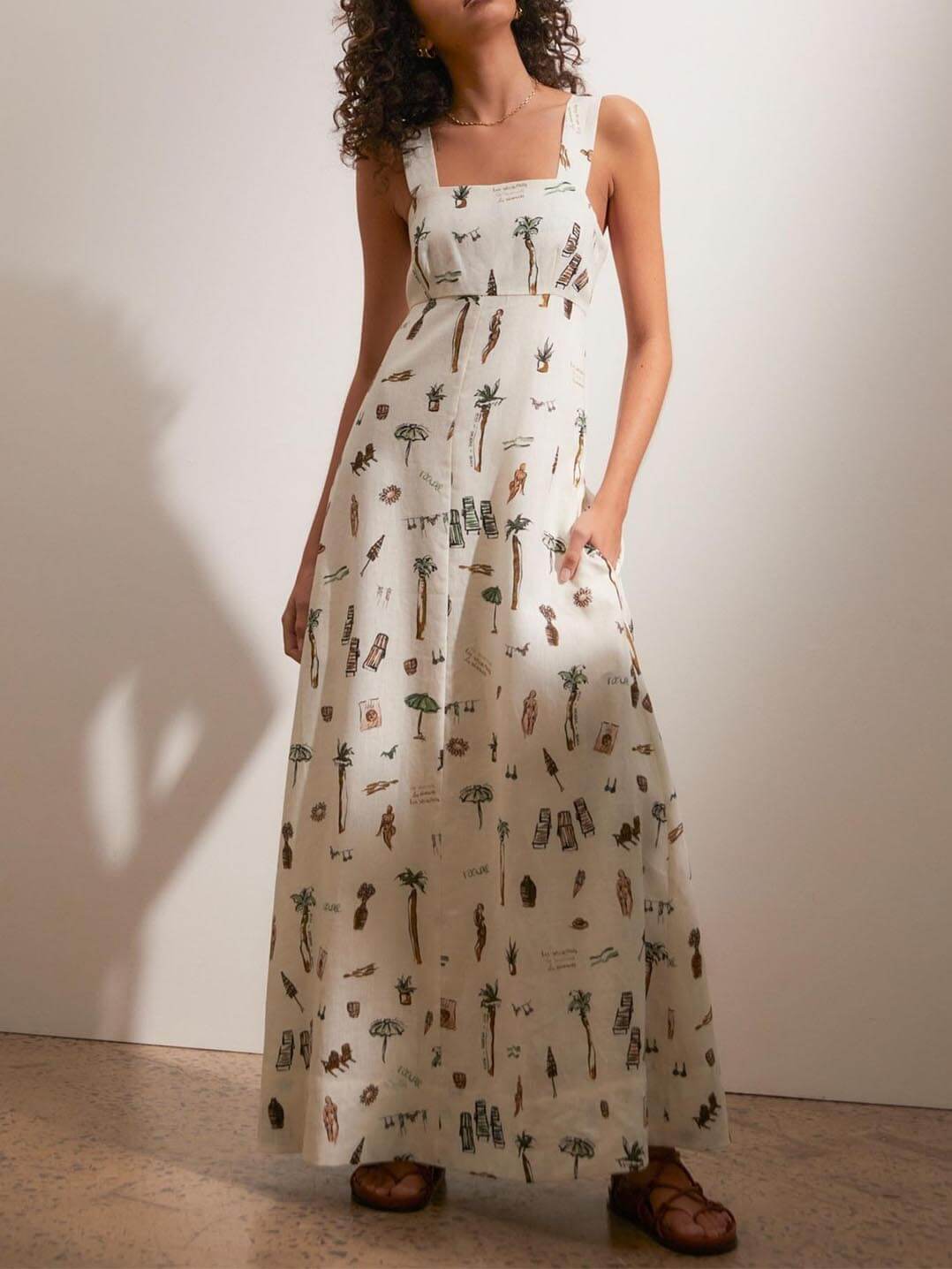 Women's White Maxi Dress | Square Neck