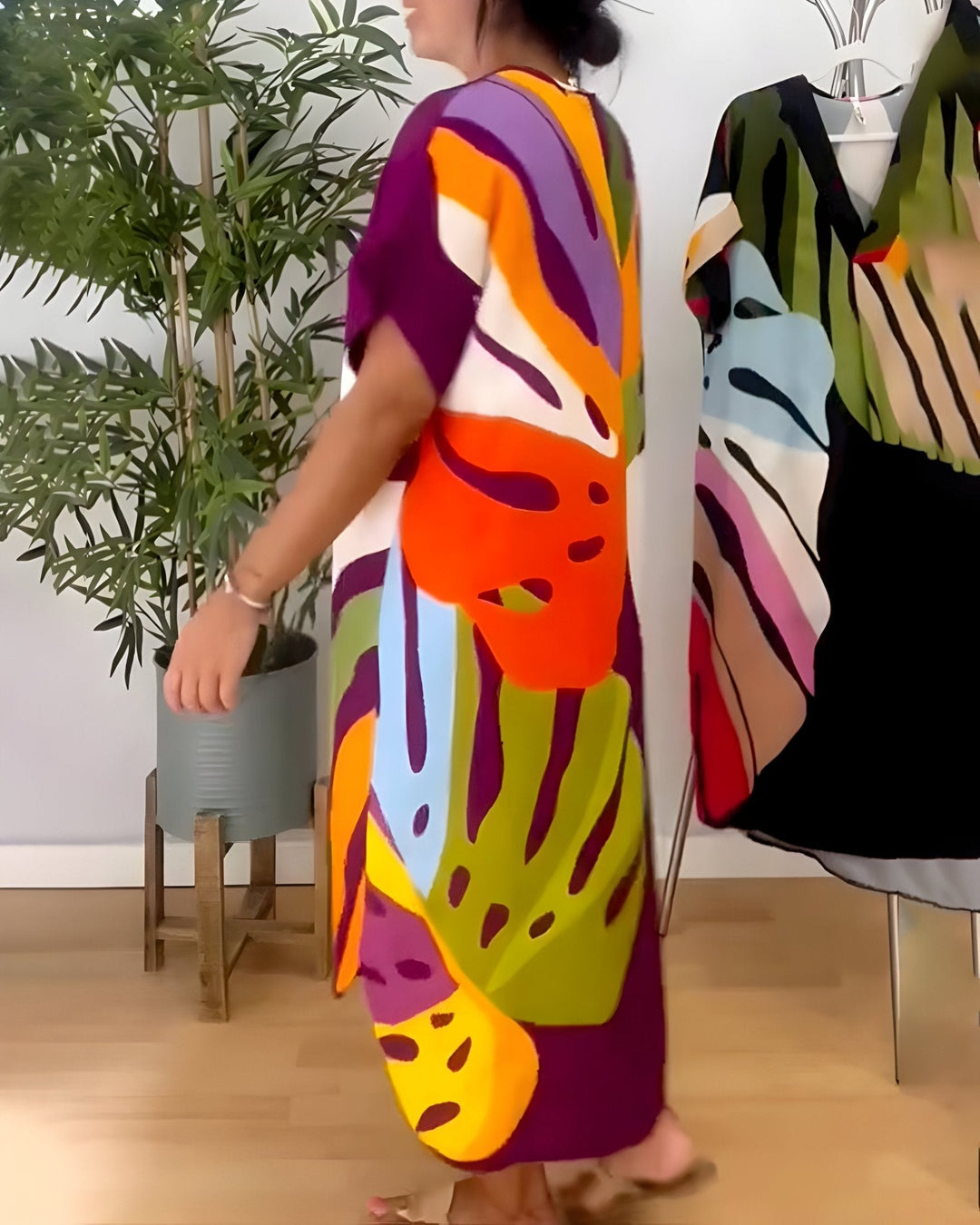 Women's Summer Dress | Abstract Midi V-Neck Midi
