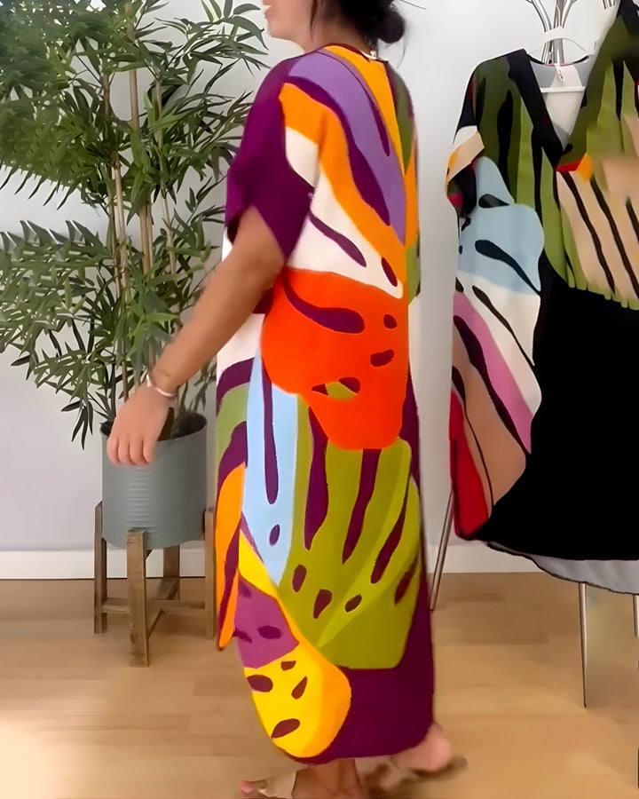 Women's Summer Dress | Abstract Midi V-Neck Midi
