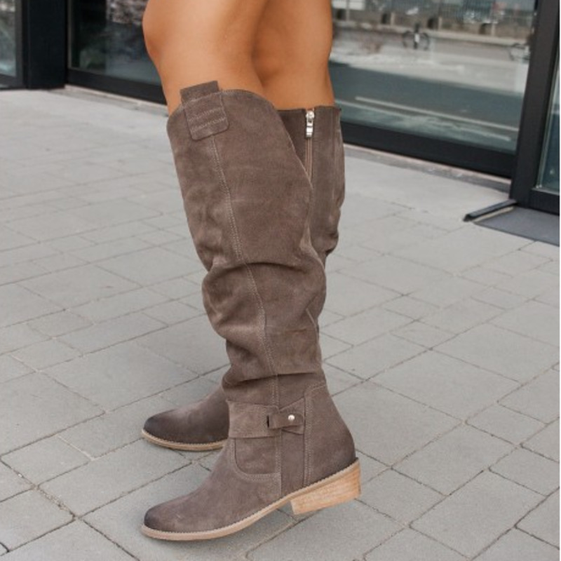 Boots For Women | Knee High Flat Heel Low-Profile Base
