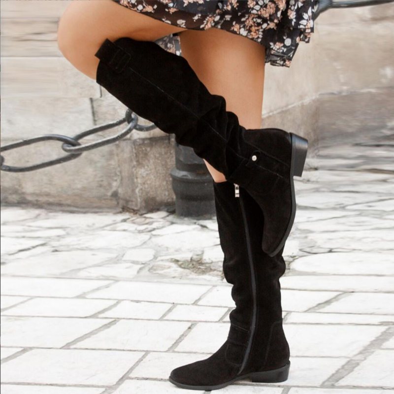 Boots For Women | Knee High Flat Heel Low-Profile Base