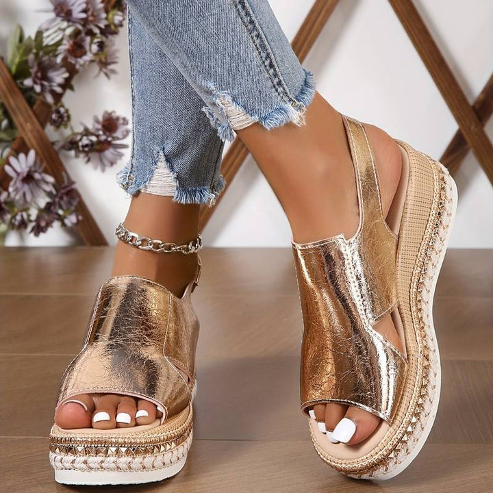 Sandals For Women | Metallic Platform Slingback Design
