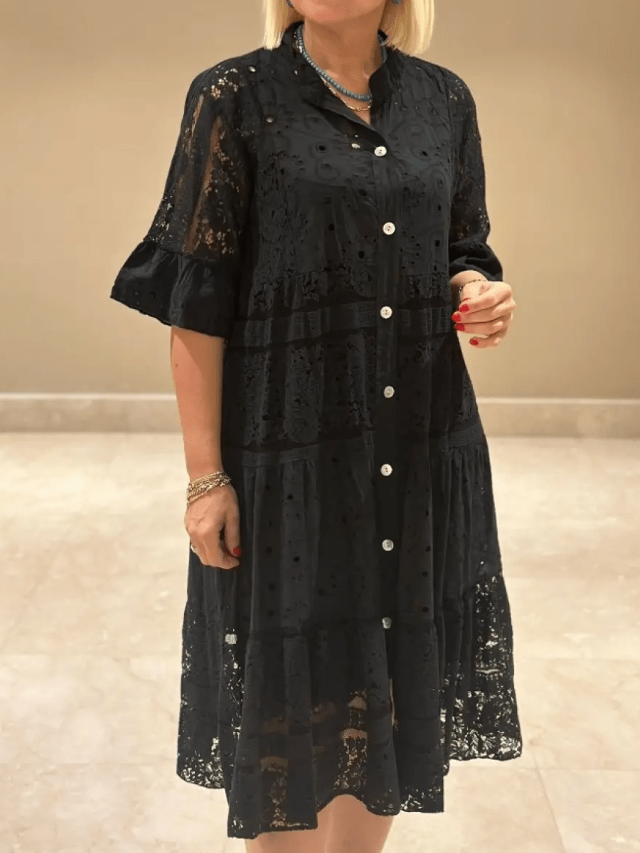 Women's Dress | Button Front Tiered Midi