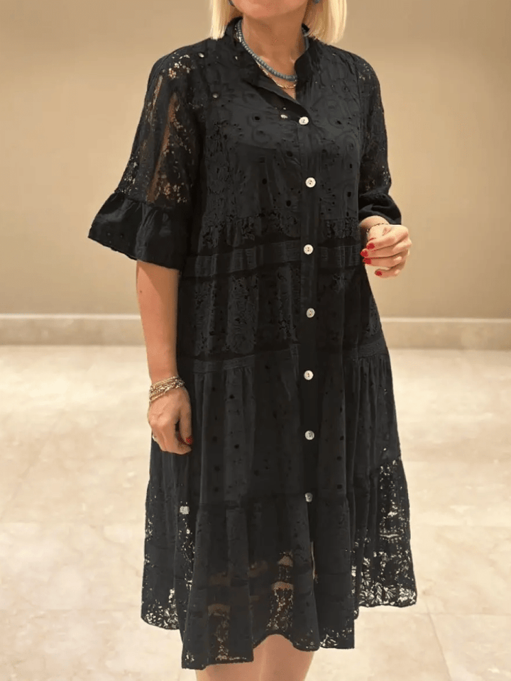 Women's Dress | Button Front Tiered Midi