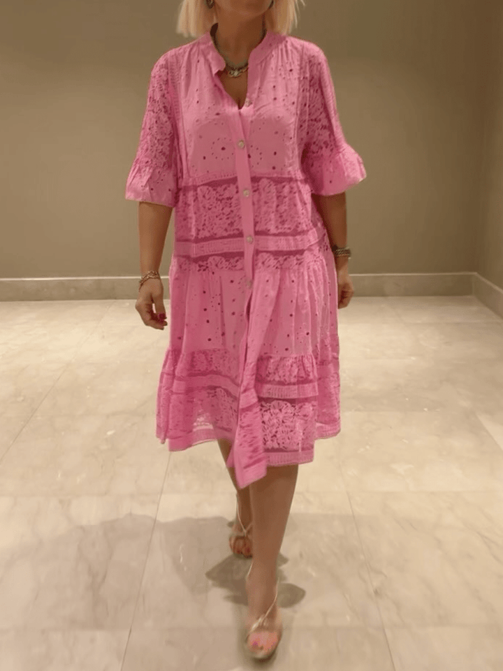 Women's Dress | Button Front Tiered Midi