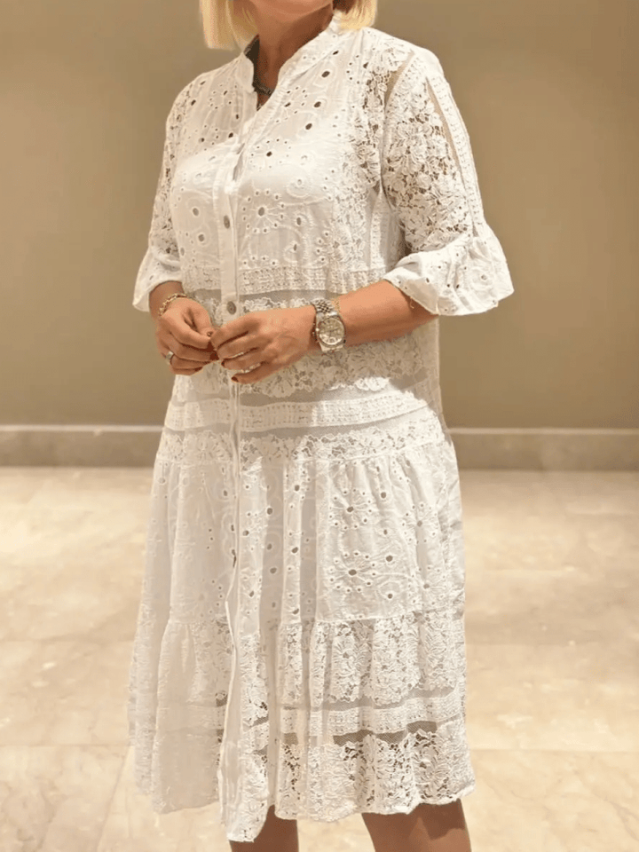 Women's Dress | Button Front Tiered Midi