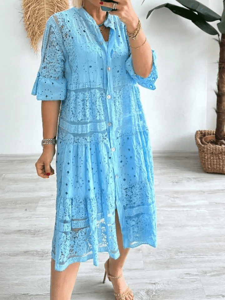 Women's Dress | Button Front Tiered Midi