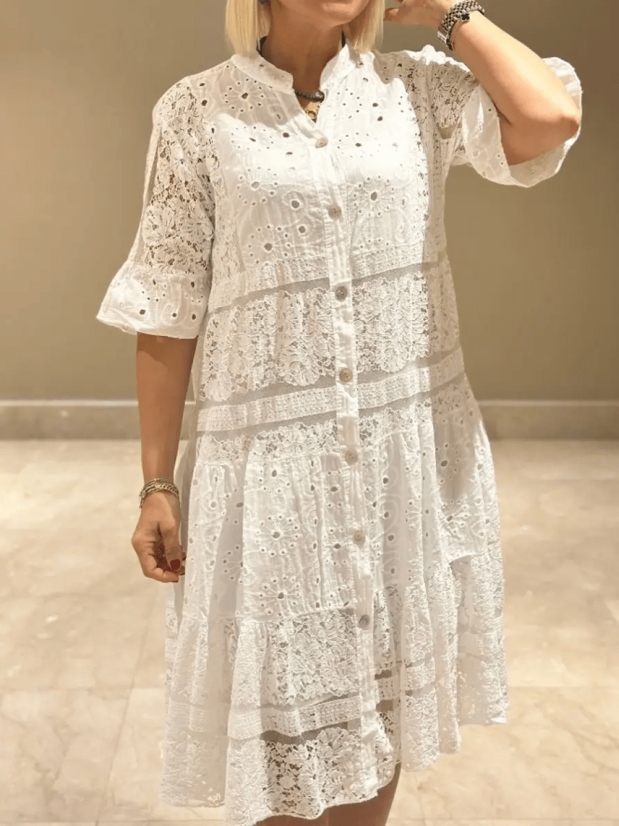 Women's Dress | Button Front Tiered Midi