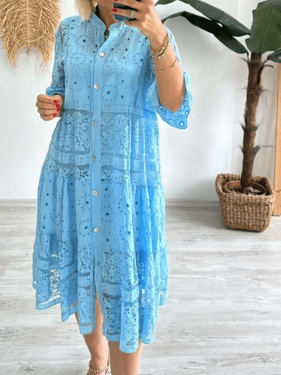 Women's Dress | Button Front Tiered Midi