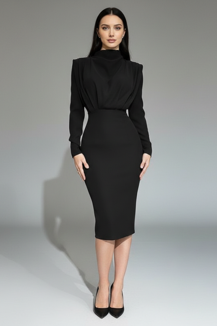 Women's Cocktail Midi Dress | Long Sleeve