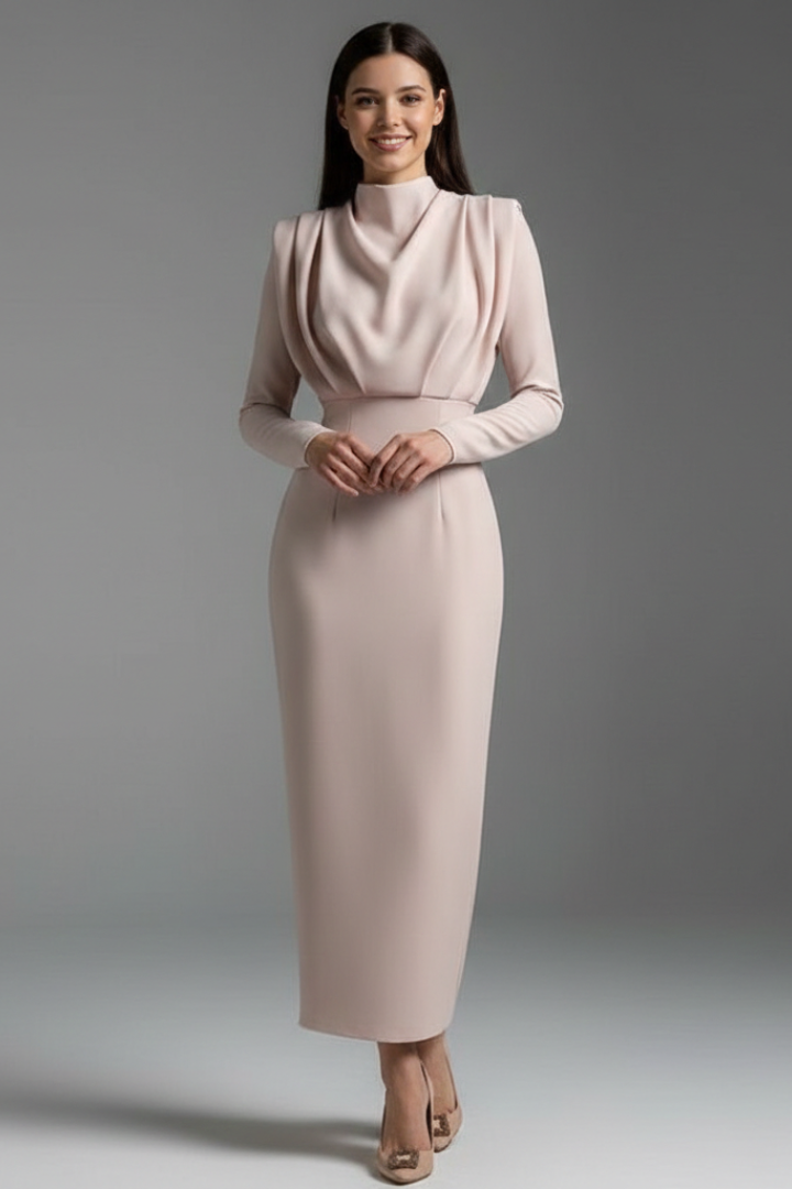 Women's Cocktail Midi Dress | Long Sleeve