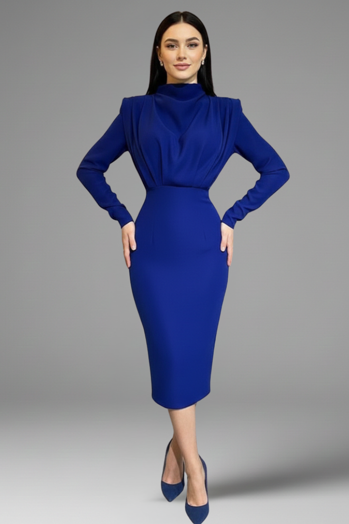 Women's Cocktail Midi Dress | Long Sleeve