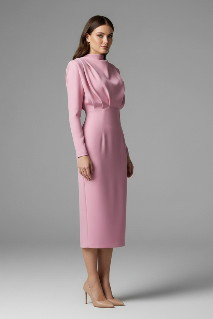 Women's Cocktail Midi Dress | Long Sleeve