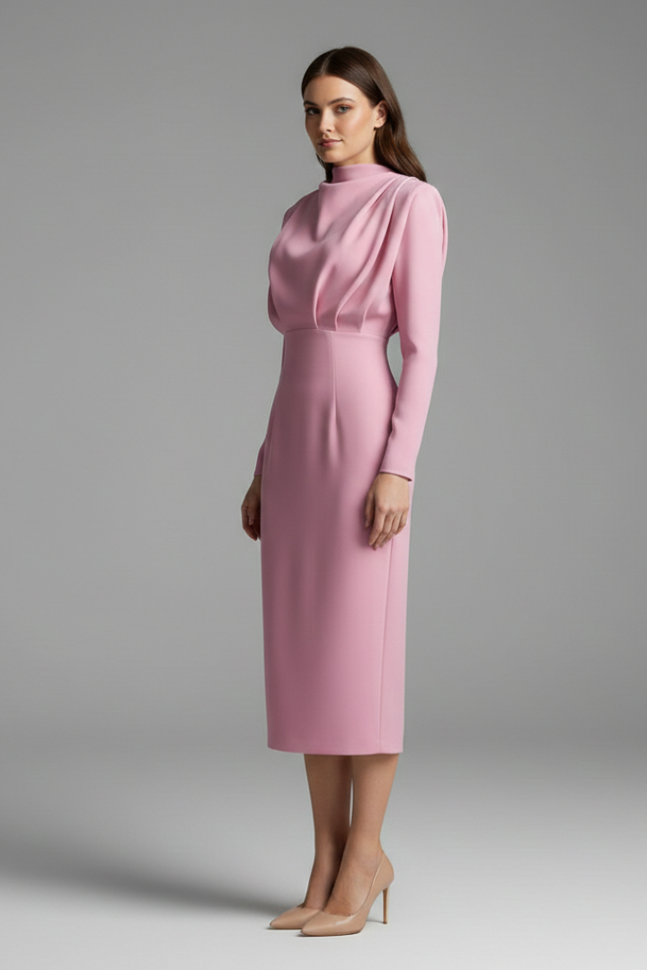 Women's Cocktail Midi Dress | Long Sleeve