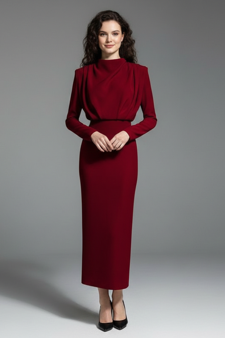 Women's Cocktail Midi Dress | Long Sleeve