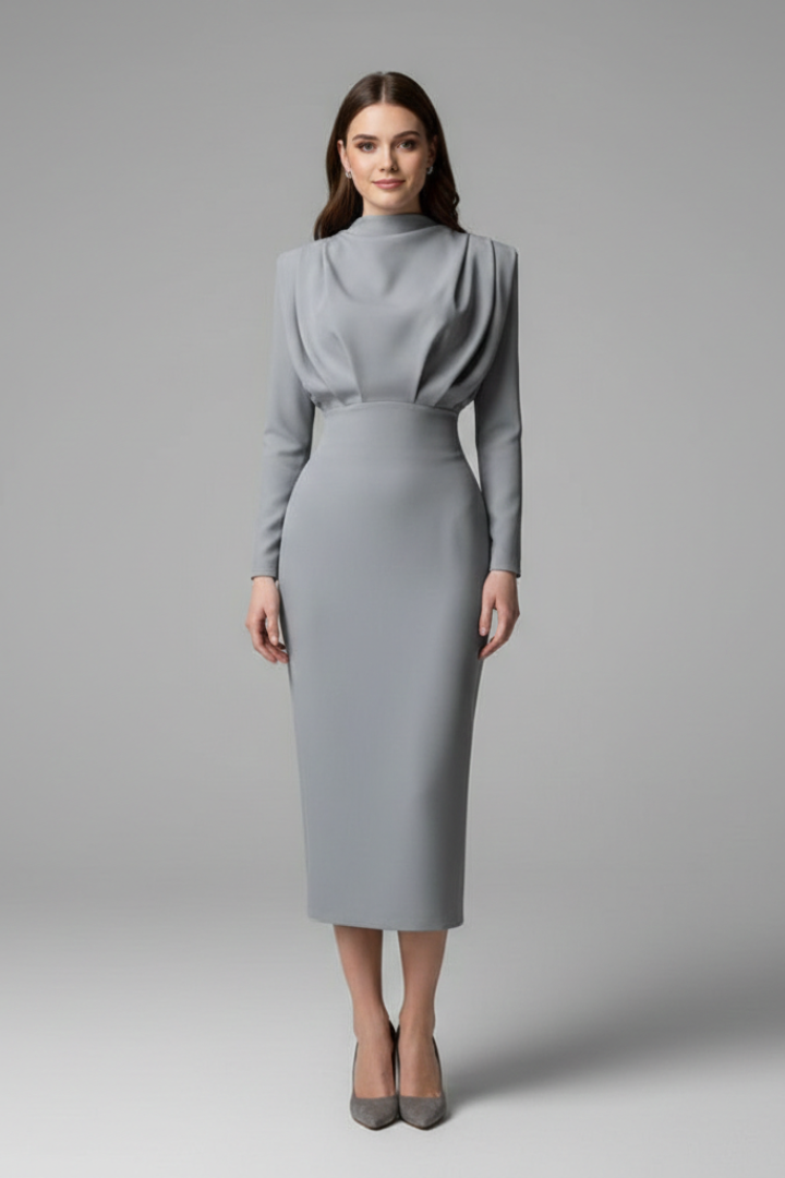 Women's Cocktail Midi Dress | Long Sleeve