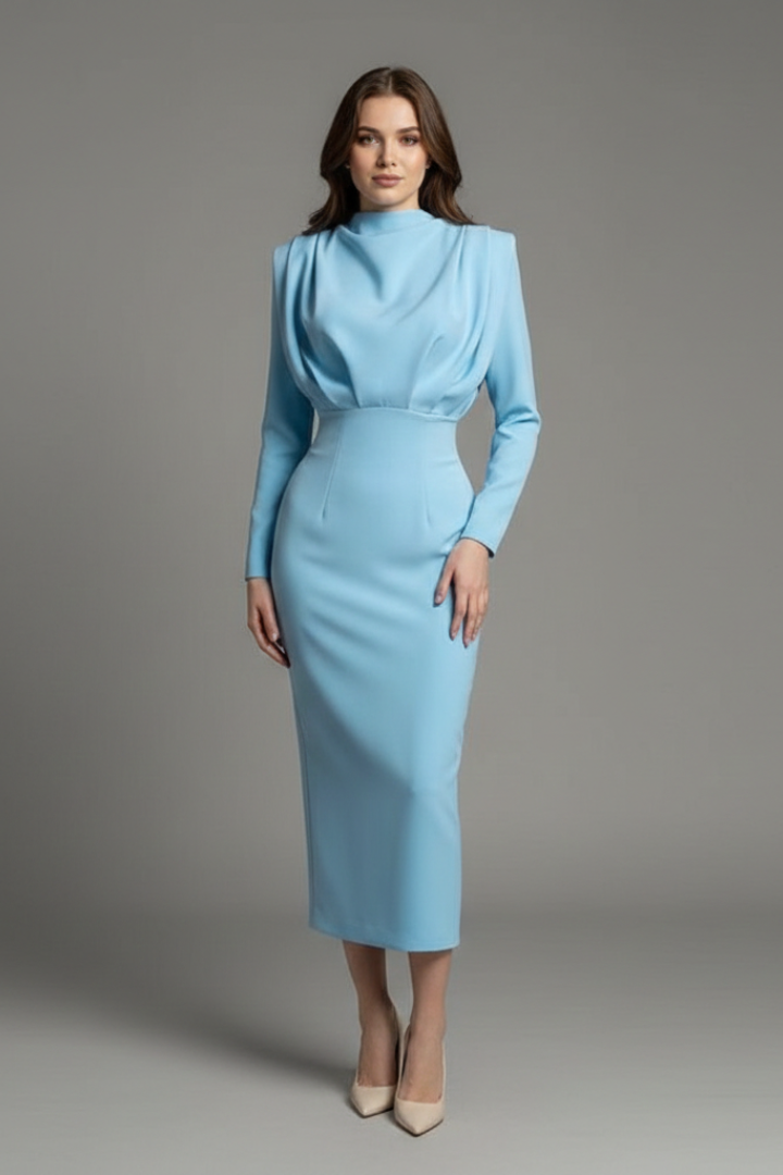 Women's Cocktail Midi Dress | Long Sleeve