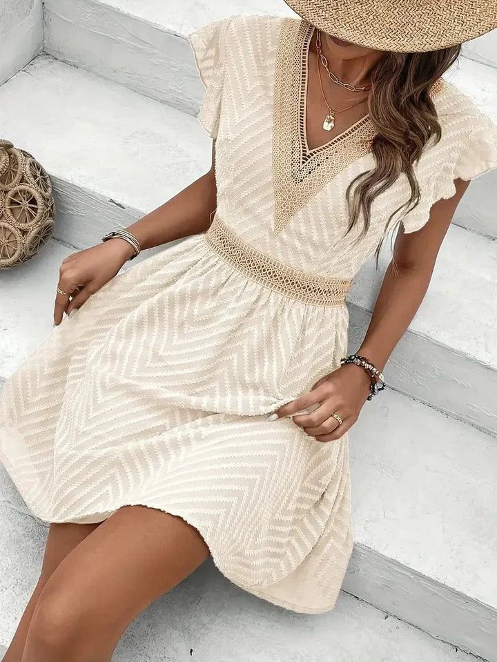 Women's Dress | Flutter Sleeve  V-Neck Mini