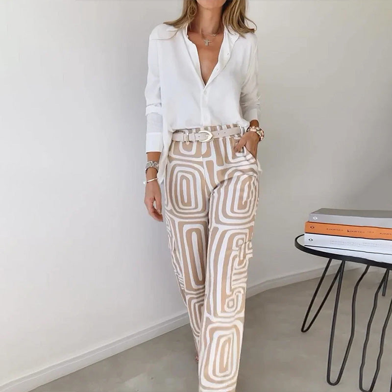 Women's Two-Piece Set | Long-sleeve Shirt and Matching Pants
