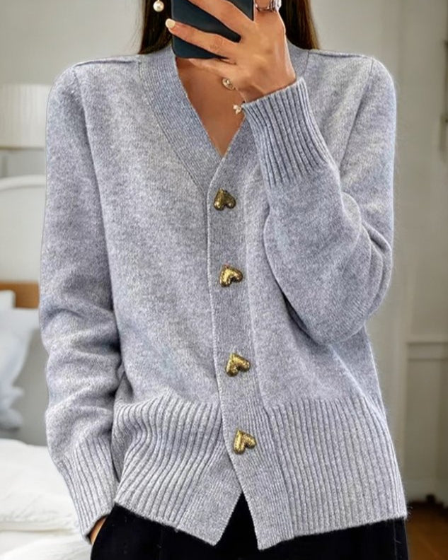 Women's Cardigan | Button Front V Neck Long Sleeve