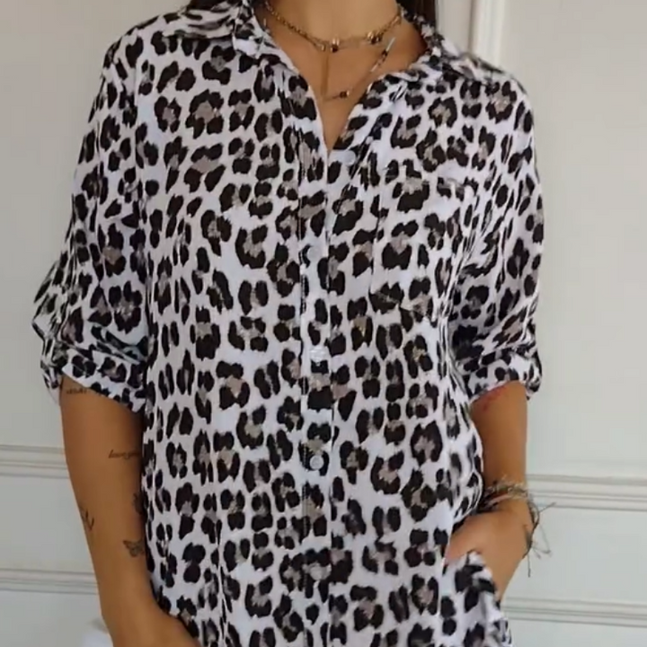Women’s Blouse | V-Neck Leopard Print