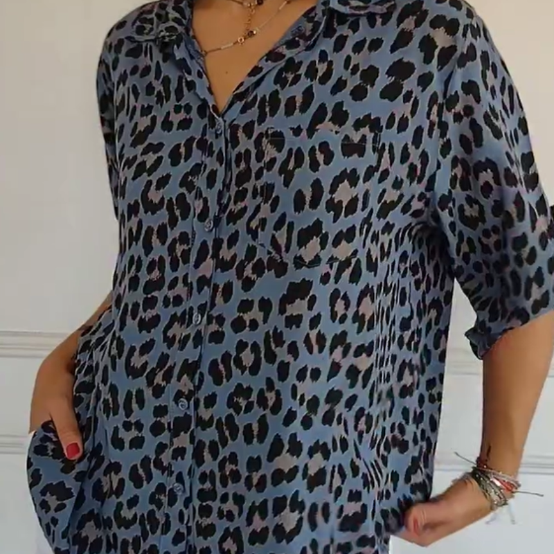 Women’s Blouse | V-Neck Leopard Print