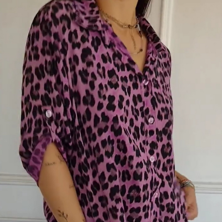 Women’s Blouse | V-Neck Leopard Print