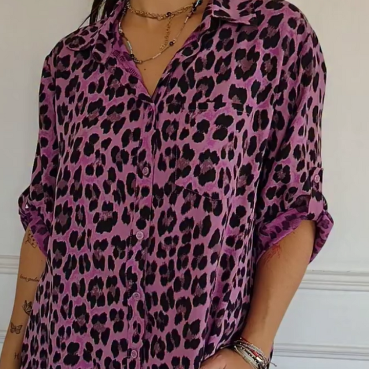 Women’s Blouse | V-Neck Leopard Print