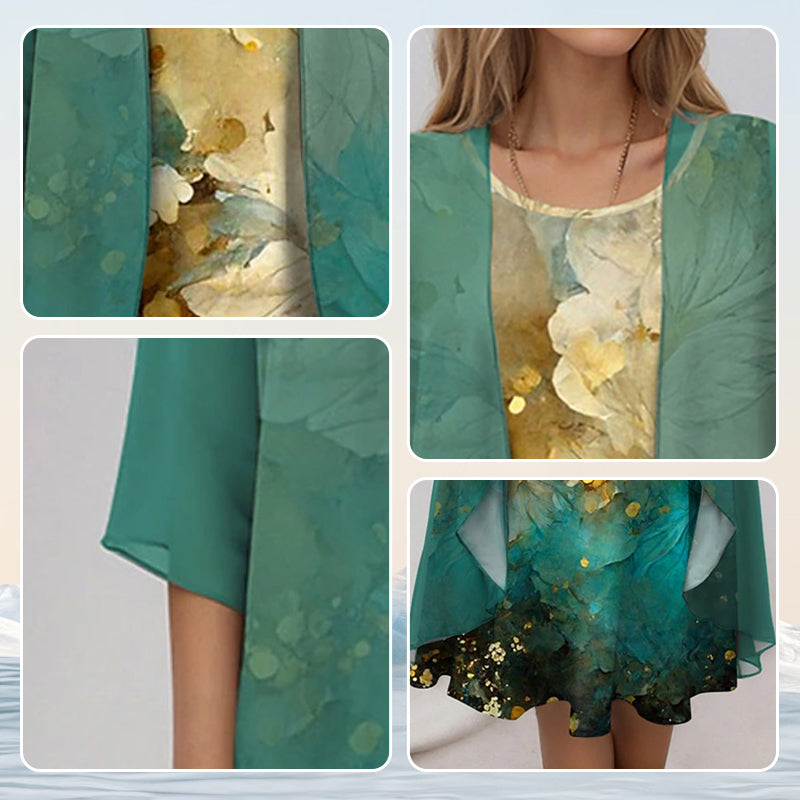 Women's Dress | Layered Open Front Midi