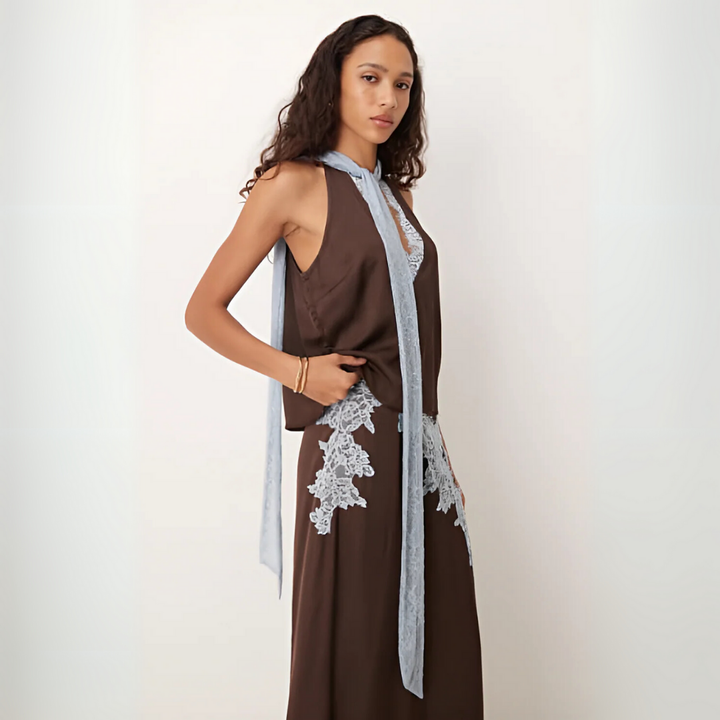 Women's Two-Piece Set | Halter with Scarf and Skirt