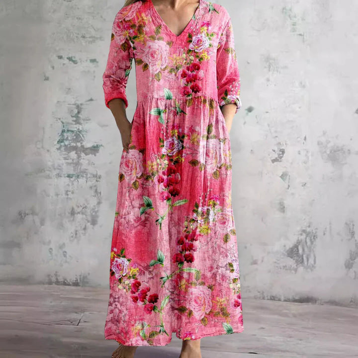 Women’s Dress | Maxi Floral with V-Neck