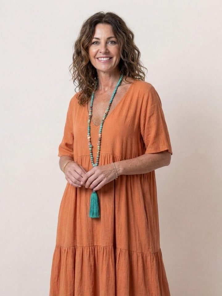 Women's Boho Maxi Dress | V-Neck Tiered