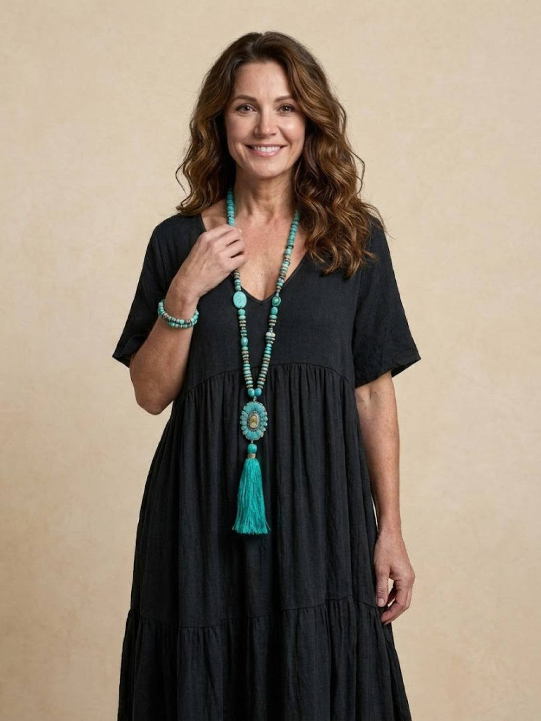 Women's Boho Maxi Dress | V-Neck Tiered