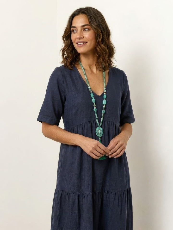 Women's Boho Maxi Dress | V-Neck Tiered