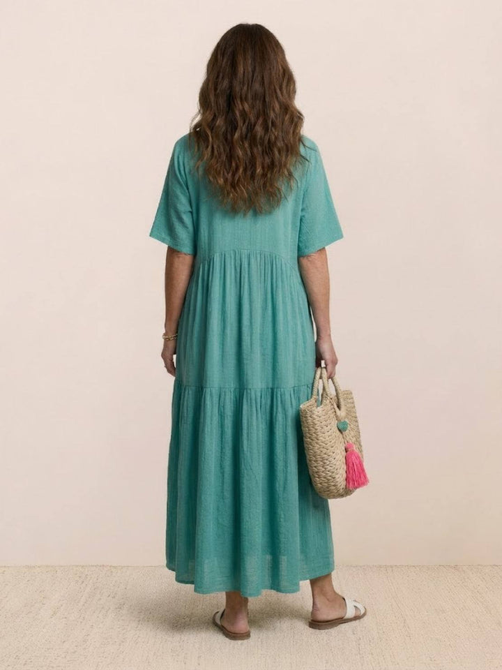 Women's Boho Maxi Dress | V-Neck Tiered