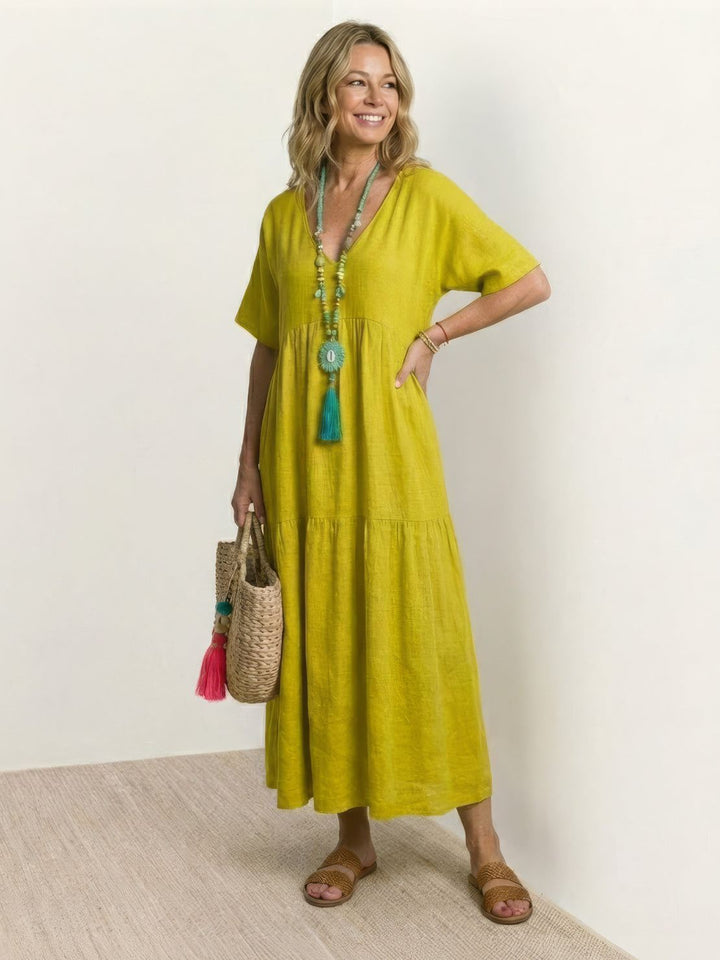 Women's Boho Maxi Dress | V-Neck Tiered