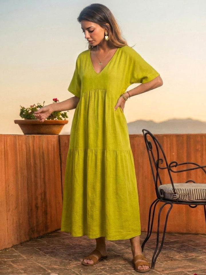 Women's Boho Maxi Dress | V-Neck Tiered