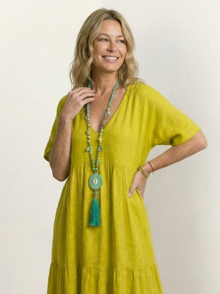 Women's Boho Maxi Dress | V-Neck Tiered