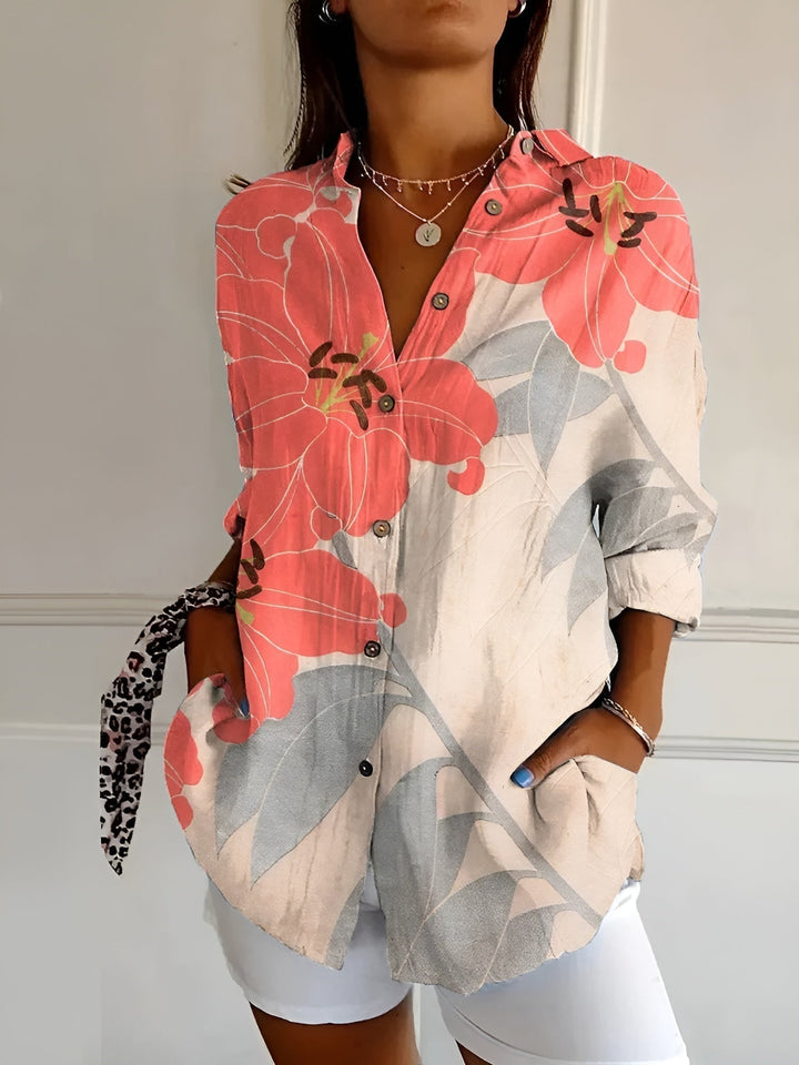 Women's Blouse | Abstract Print Split Neck