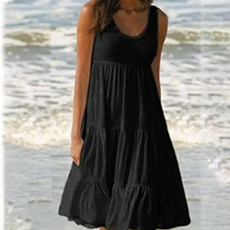 Women’s Dress | Sleeveless Round Neck Midi
