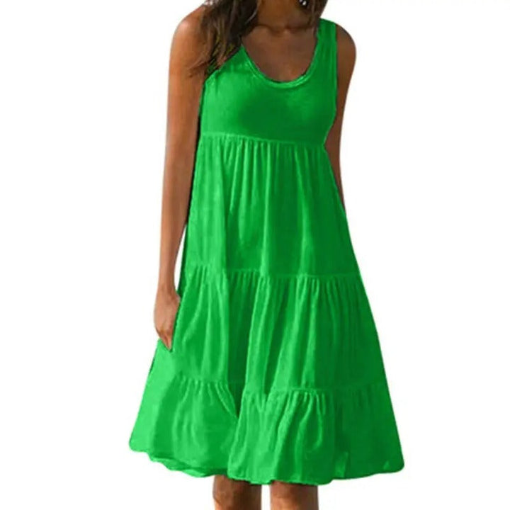 Women’s Dress | Sleeveless Round Neck Midi