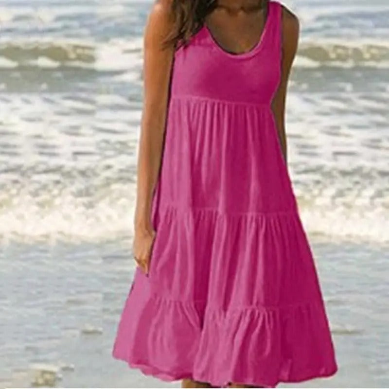 Women’s Dress | Sleeveless Round Neck Midi