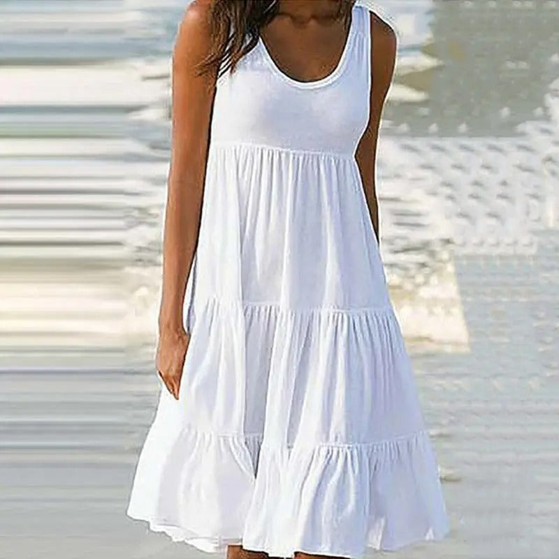 Women’s Dress | Sleeveless Round Neck Midi