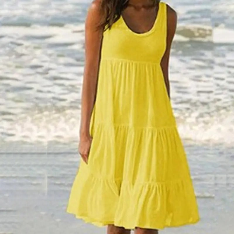 Women’s Dress | Sleeveless Round Neck Midi