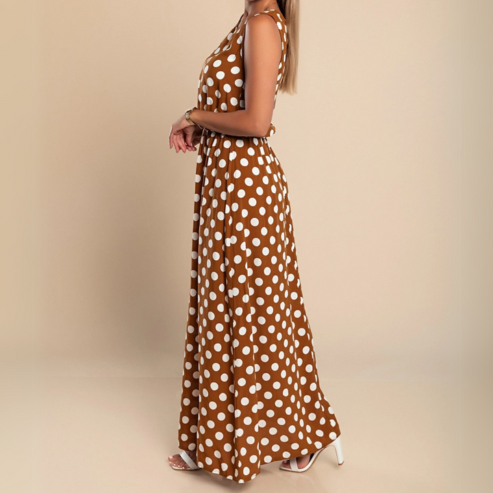 Women's Dress | Sleeveless Maxi Polka Dot Print