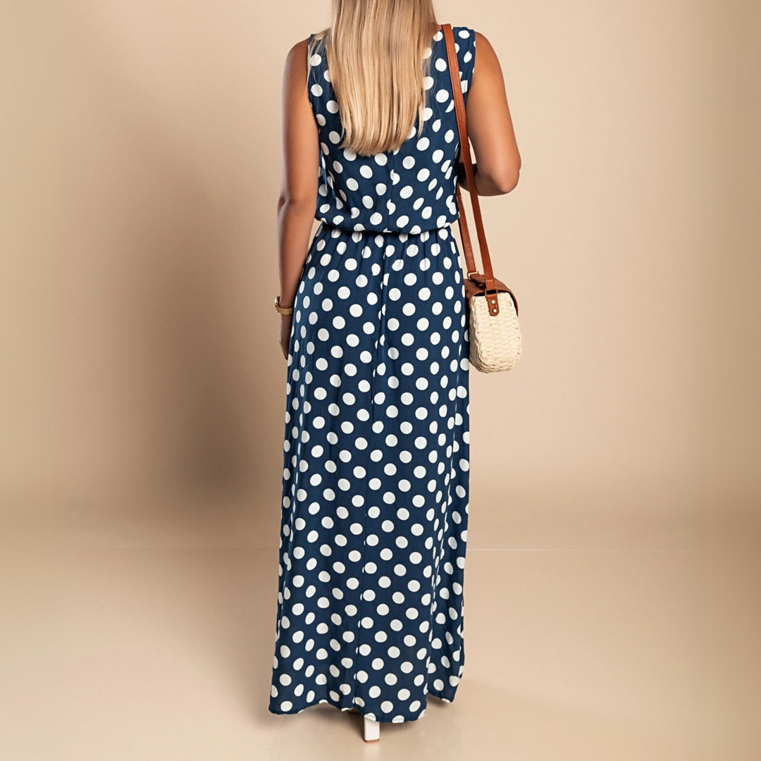 Women's Dress | Sleeveless Maxi Polka Dot Print