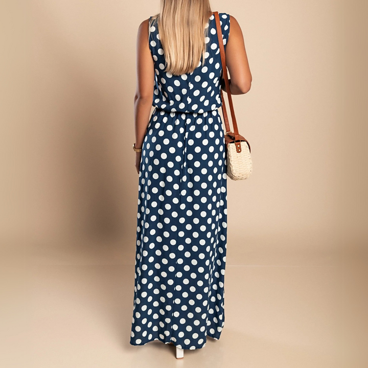 Women's Dress | Sleeveless Maxi Polka Dot Print