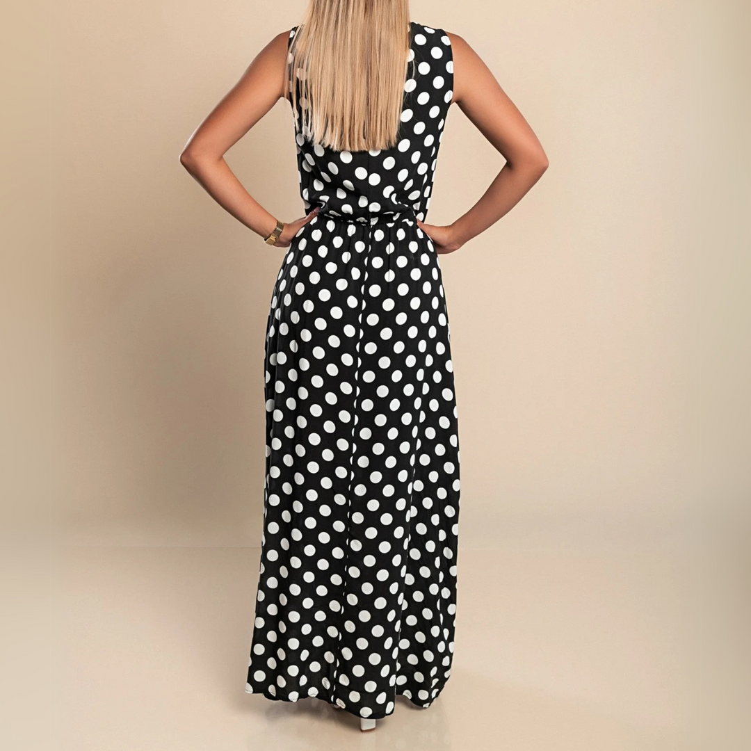 Women's Dress | Sleeveless Maxi Polka Dot Print