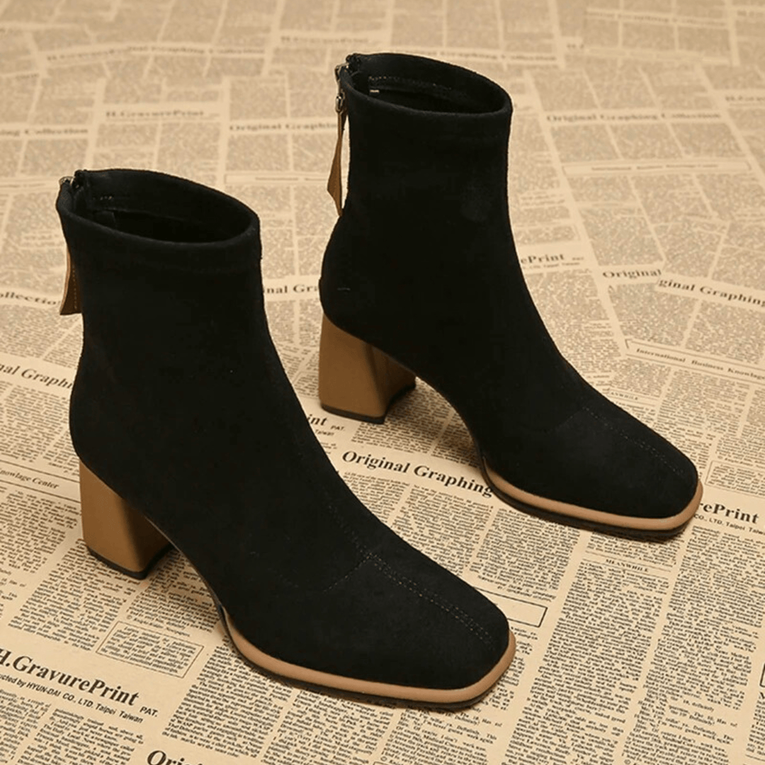Boots For Women | Ankle Block Heel Closed Toe
