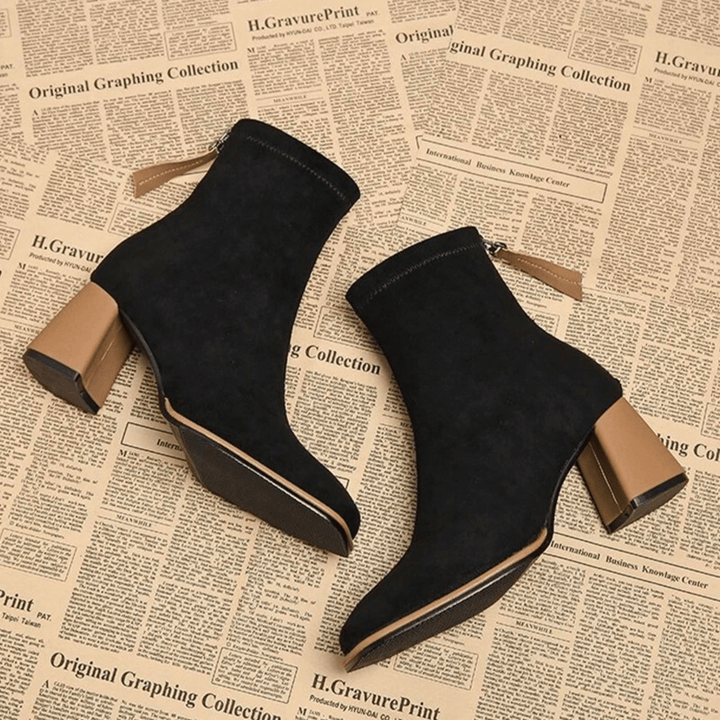 Boots For Women | Ankle Block Heel Closed Toe